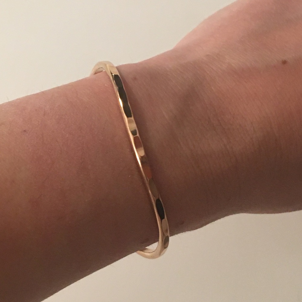 14K Rose Gold Filled Thin Hammered Cuff Bracelet